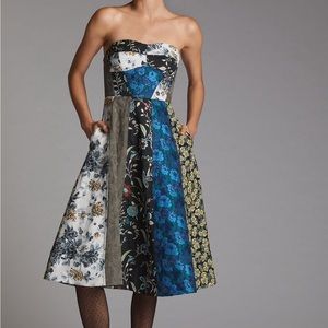 Anthropologie Floral Sweetheart Midi Dress 6P